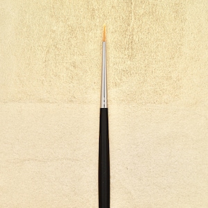 Puede incluir: Primer plano de un pincel negro y plateado con una punta fina.