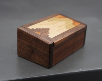 Inlaid Hardwood Box: Handmade Arkansas Wood Box with Hidden Hinges