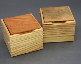 Collector Cube with engraved hardwood lid