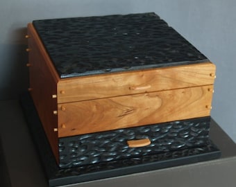 Cherry and carved basswood jewelry box