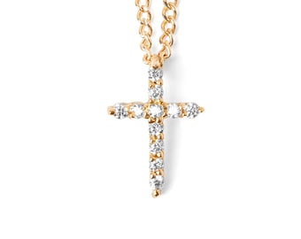 14K Gold Diamond Cross Necklace: Religious Jewelry Gift