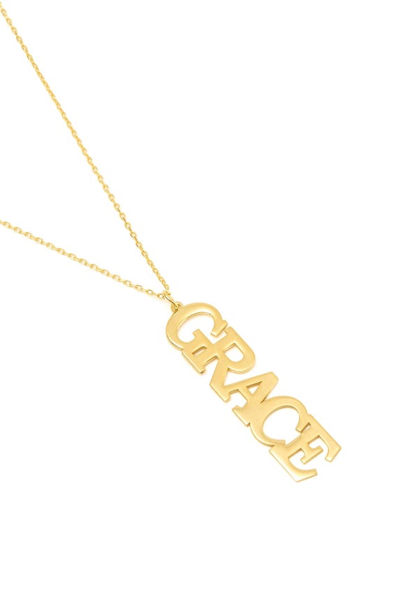14K Solid Gold Name Pendant: Personalized Necklace, Handmade