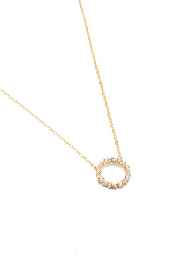 14K Gold Diamond Pendant Necklace: Handmade Sterling Silver Hoop