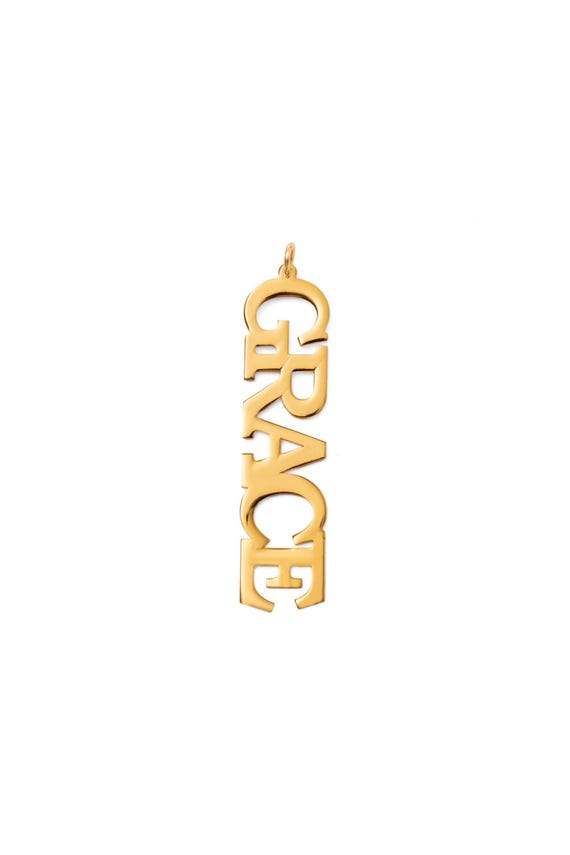 14K Solid Gold Name Charm: Personalized Pendant Necklace