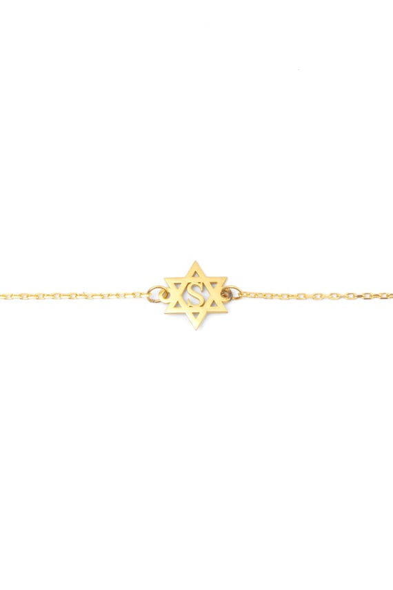 14K Solid Gold Star of David Bracelet: Elegant Jewish Faith Jewelry