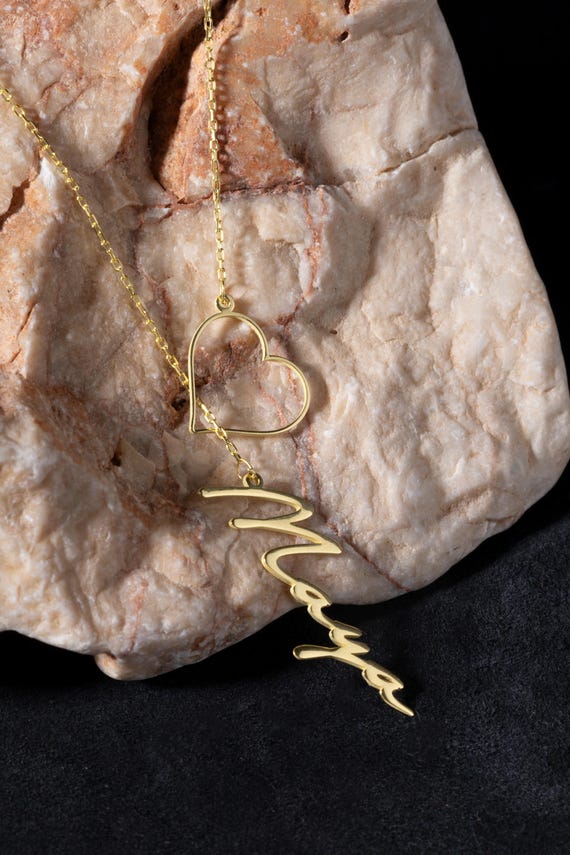 Personalized Heart Name Necklace: Handmade Engraved Gift