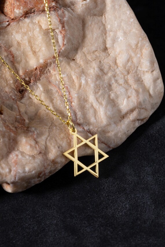 14K Solid Gold Star of David Necklace: Handmade Jewish Jewelry