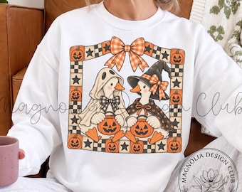 Vintage Halloween Goose PNG Ghost Witch Sublimation Design Grandmore Core Gingham Halloween PNG Cute Spooky Season Craft Digital Download