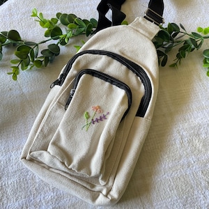 Hand-Embroidered Floral Crossbody Bag: Adjustable Strap, Lightweight