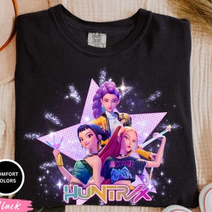 Huntrix Kpop Demon Hunter Shirt for Kids & Youth, Comfort Colors Tee, Demon Hunter Anime T-Shirt, K-pop Merch, Fan Birthday Gift, Saja Boys