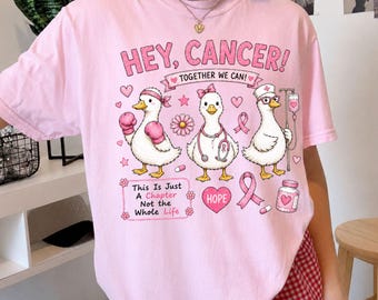 Breast Cancer Shirt, Goose Cancer Support Tee, Pink Ribbon Awareness Shirt, Funny Cancer Survivor Gift, Comfort Colors Inspirational Shirt