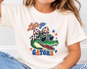 Florida Football Shirt, Lets Go Gators Tee, Toddler Game Day Outfit, Youth Alligators Mascot Shirt, Blue Orange Shirt, Funny Gift For Kids
