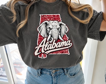 Alabama Elephant Football Shirt, Vintage Game Day Tee, State Pride Gift, College Football Apparel, Touchdown Season, Comfort Colors T shirt