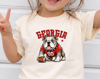 Red Black School Spirit Shirt, Georgia Football Tee, Toddler Game Day Shirt, Youth Football Mascot T shirt, Football Season, Gift For Kids