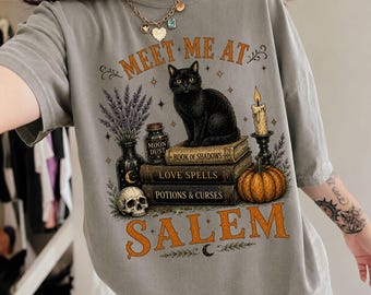 Meet Me At Salem Comfort Colors Shirt, Witchy Halloween Tee, Vintage Halloween Mansion Shirt, Salem Massachusetts Tshirt,Spooky Season Shirt