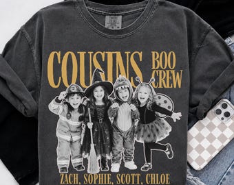 Custom Photo Halloween Shirt,Personalized Cousins Boo Crew Tee,Custom Picture Shirt,Spooky Season Gift, Comfort Colors Cousins Squad T Shirt