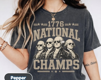 1776 National Champs Shirt, Vintage Washington Graphic Shirt, Funny Founding Fathers T-shirt, Patriotic Parody 250th USA Anniversary Gift