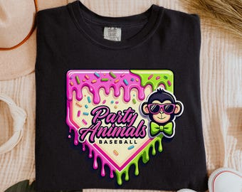 Savannah Party Animals Comfort Colors Shirt, Funny Baseball Banana Tee, Ice Cream Drip T-Shirt, Unisex Game Day Outfit, Sports Mom Gift