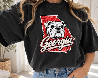 Georgia Football Shirt, Peach State Tee, Black Red Mascot Shirt, Game Day School Spirit Apparel, Football Fan Gift, Comfort Colors T Shirt