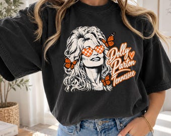 Tennessee Dolly Football Shirt, Knoxville Game Day Tee, Orange Butterfly Shirt, Tennessee Pride, College Football Apparel, Comfort Colors