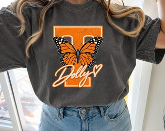 Tennessee College Football Shirt, Dolly Tribute Tee, Orange Butterfly Shirt, Tennessee Game Day Apparel, Touchdown Season Shirt,Gift For Her