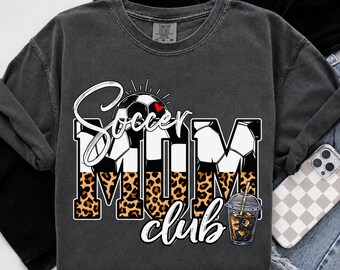 Soccer Moms Club Shirt, Leopard Soccer Tee, Soccer Mama T shirt, Sport Mom Gift, Womens Soccer Shirt, Comfort Colors Soccer Game Day Shirt