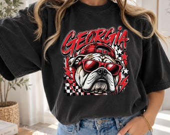 Georgia Football Shirt, Red Black School Spirit Shirt, Peach State, Unisex Game Day Shirt, College Football Apparel, Comfort Colors T Shirt