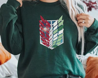 Attack on Titan Sweatshirt, Attack on Titan Christmas Sweater, Unisex AOT Sweatshirt, Eren Yeager Sweater, Anime Merch, AOT Merch Otaku Gift