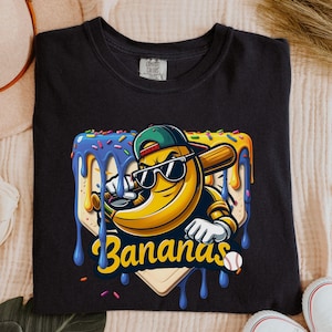 Banana Baseball Drip Shirt, Retro Ice Cream Drip Baseball Tee, Funny Game Day Top, Baseball Fan Gift, Family Banana Matching Tshirt
