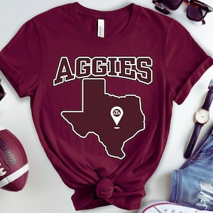 Aggies Shirt, Unisex Texas A&M Game Day Tshirt, Aggie Football T-shirt, TAMU Sweater, Aggie Pride Tee, Gig Em Apparel, Proud Aggies Gift