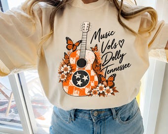 Tennessee Dolly Butterfly Game Day Shirt, College Football Tee, Orange Guitar Tribute, Knoxville Football Mascot Shirt,Touchdown Season Gift