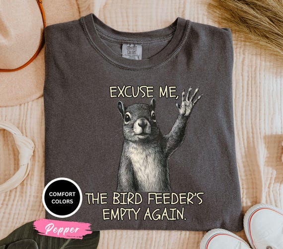 Funny Squirrel Shirt for Bird Lovers,  Bird Feeders Empty Again Tee, Hummingbirds Feeder Gift, Bird Feeder T shirt, Retro Squirrel T-shirt