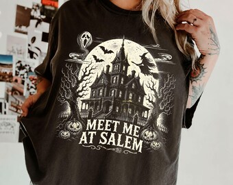 Meet Me At Salem Shirt, Witchy Halloween Tee, Vintage Halloween Mansion Shirt, Salem Massachusetts Tshirt,Comfort Colors Spooky Season Shirt