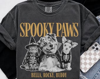 Custom Pet Photo & Name Shirt,Personalized Dog Shirt,Custom Pet Picture Halloween Tee,Dog Mom Gift, Cat Lover Gift,Comfort Colors Animal Tee