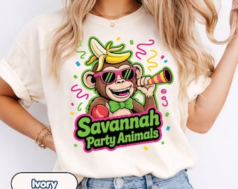 Savannah Party Animals Youth Shirt, Comfort Colors Banana Baseball Tee, Matching Family Banana Tshirt, Baseball Season Party Animals T-Shirt