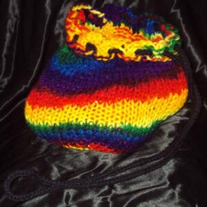 Burn Flow Dance Festival Hand Knit Teal Practice Poi 16 Double Loop Cords with Sheer Purple GlitterTails