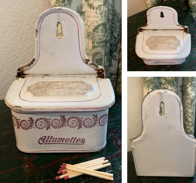 Antique Vintage French Enamel ALLUMETTES Matches Box