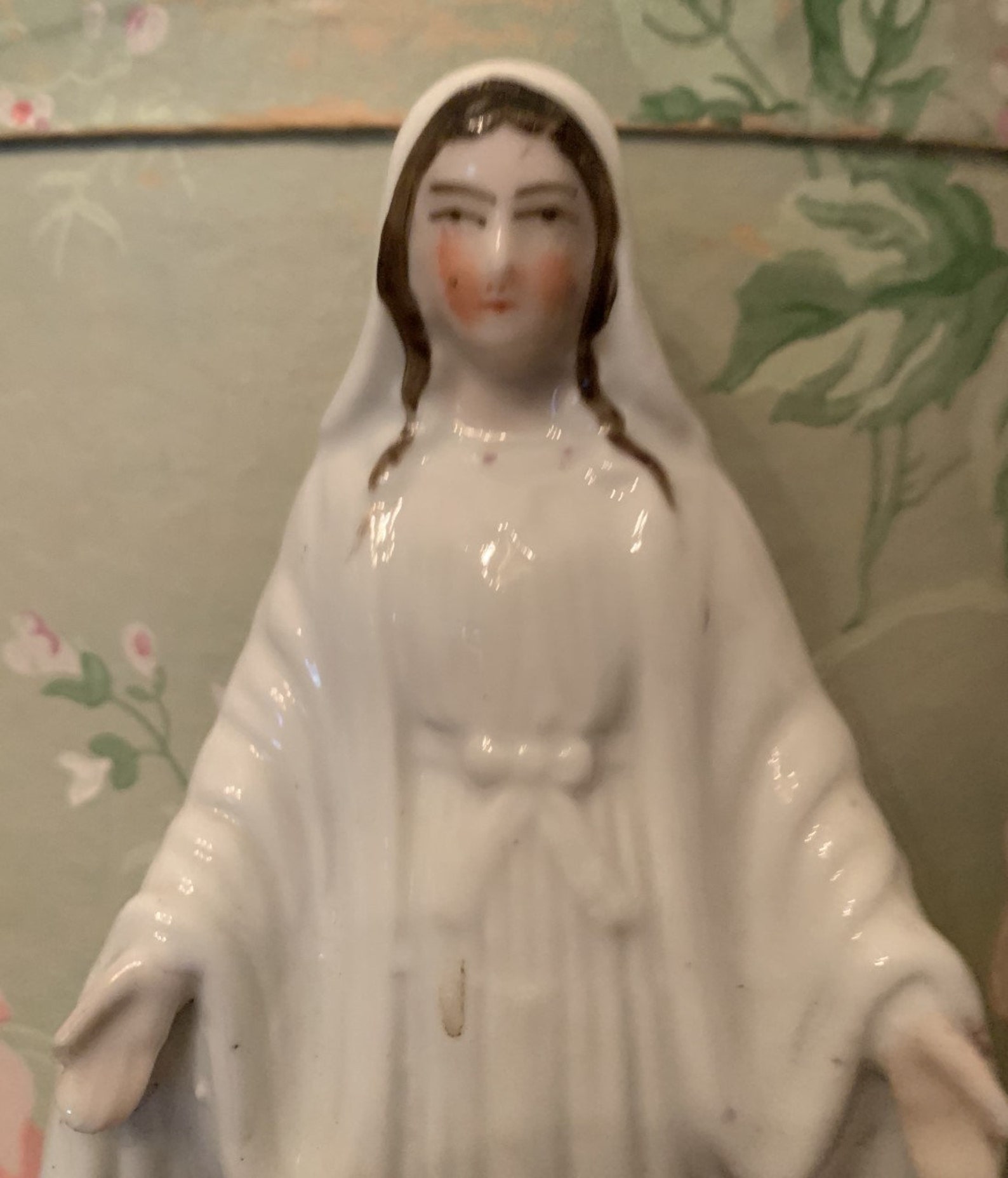 Antique 19th C. French Ceramic Statue Figurine of Virgin Mary Etsy