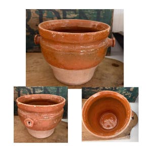 Antique French Terracotta Confit Pot, 19th Century Provençal Rusty Brown Ochre Glazed Earthenware Crock/Jar, Rustic French Farmhouse Decor