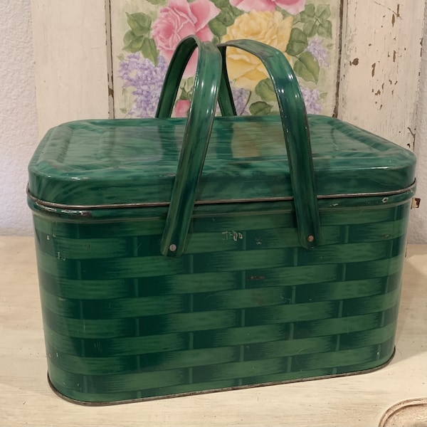 Tin Picnic Basket Etsy