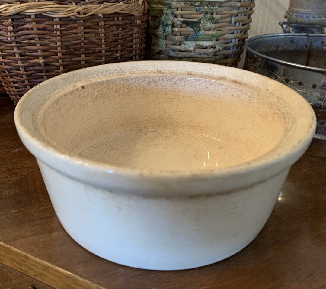 Vintage ROYAL Oven Ware Ironstone Casserole Bowl Crazed and Stained No