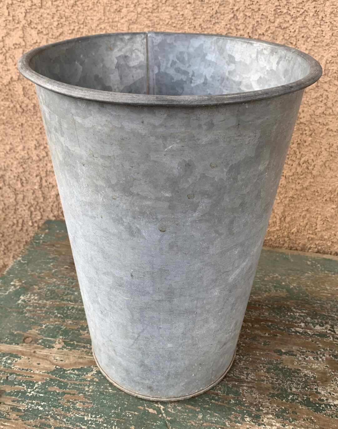 Vintage French Zinc Florist Bucket Vase French Flower Shop Container