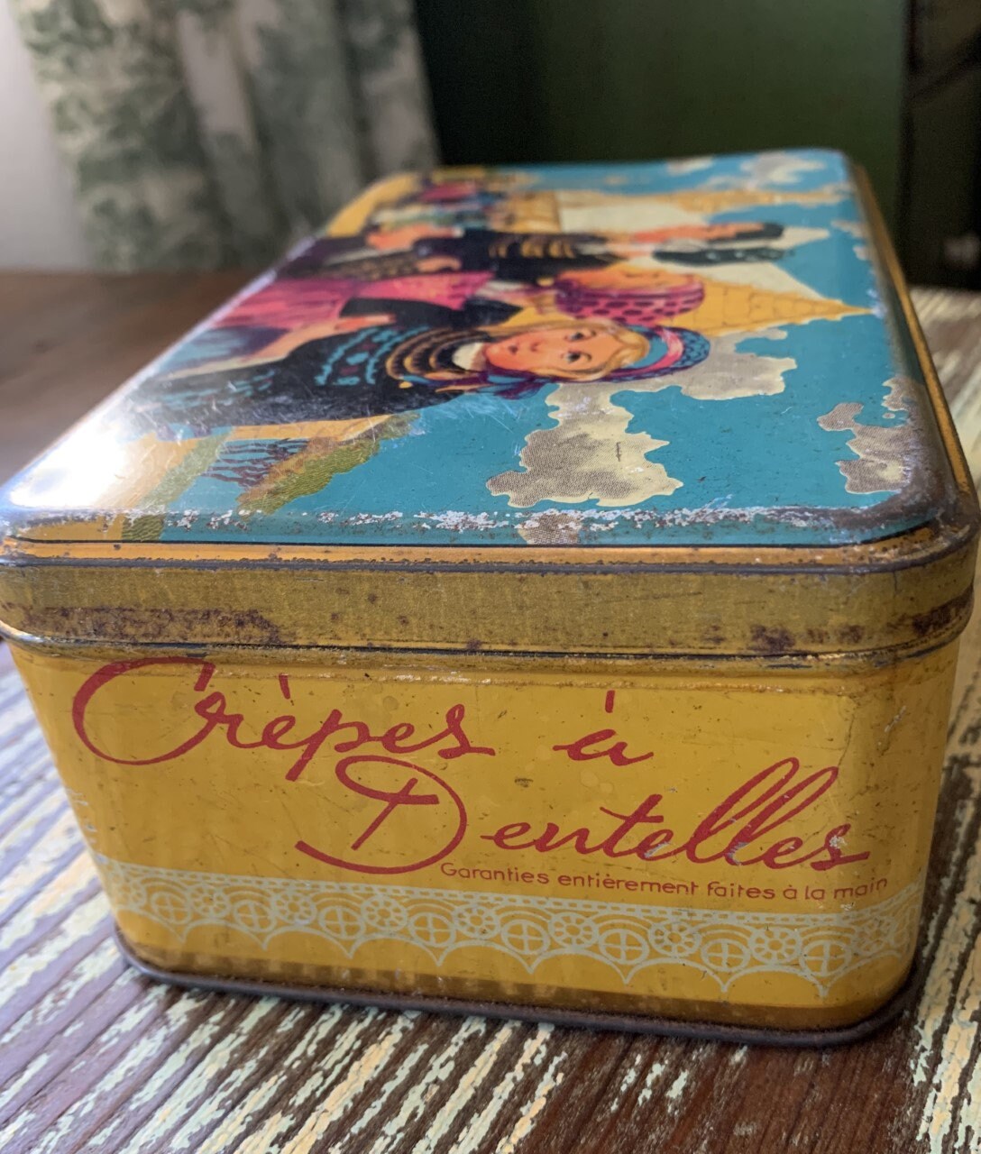 Vintage Colorful French Cookie Tin Toleware from Brittany | Etsy