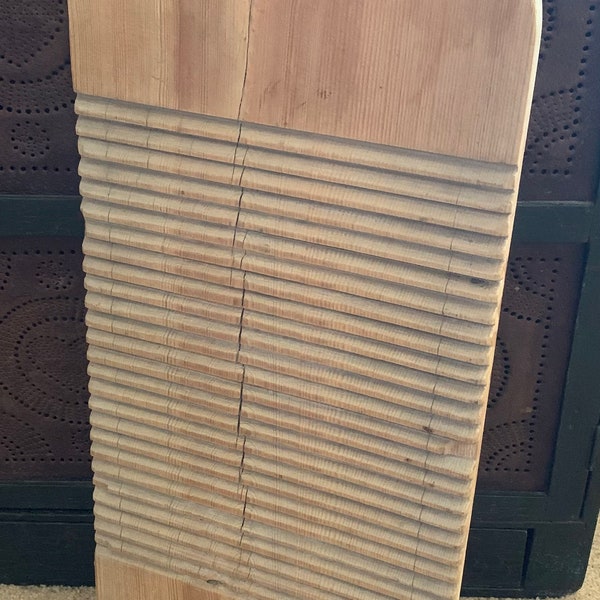 Extra Large Antique French Wood Ribbed Washboard, Scrubbing Board; Use as Unique Charcuterie Board, Serve Drinks, Display a Collection