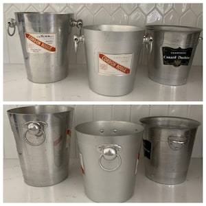 Vintage French Aluminum Champagne Ice Bucket, Circa 1950s; Used to Serve Champagne in French Cafes/Bistros; Labels; Two Handles; Functional