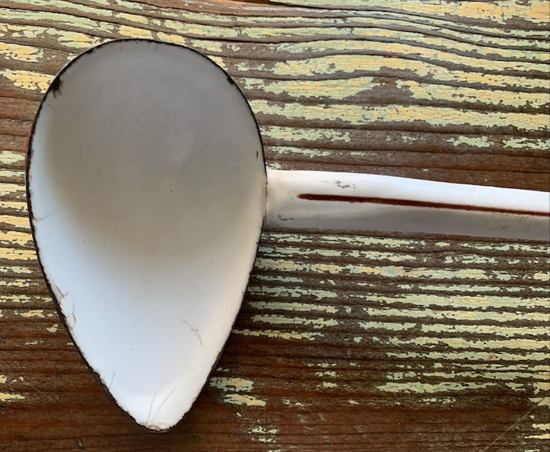 Vintage French Enamel Ladle Classic White With Red Checks on Etsy