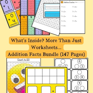 147 Page Addition Unit Flashcards, Math Mats, Worksheets & Charts | Addition 0-12 Practice for Homeschool and Classroom