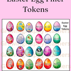 Printable Easter Egg Filler Tokens 73 Easter egg Shaped Tokens