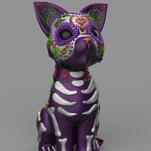 Mexican Cat STL ファイル、死者の日、3D プリンター用の 3D デジタル印刷 STL ファイル。