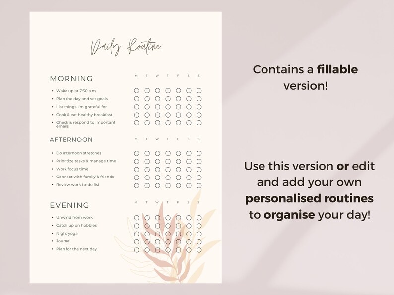 PRINTABLE + EDITABLE Daily Routine Planner Template, Daily Chore ...